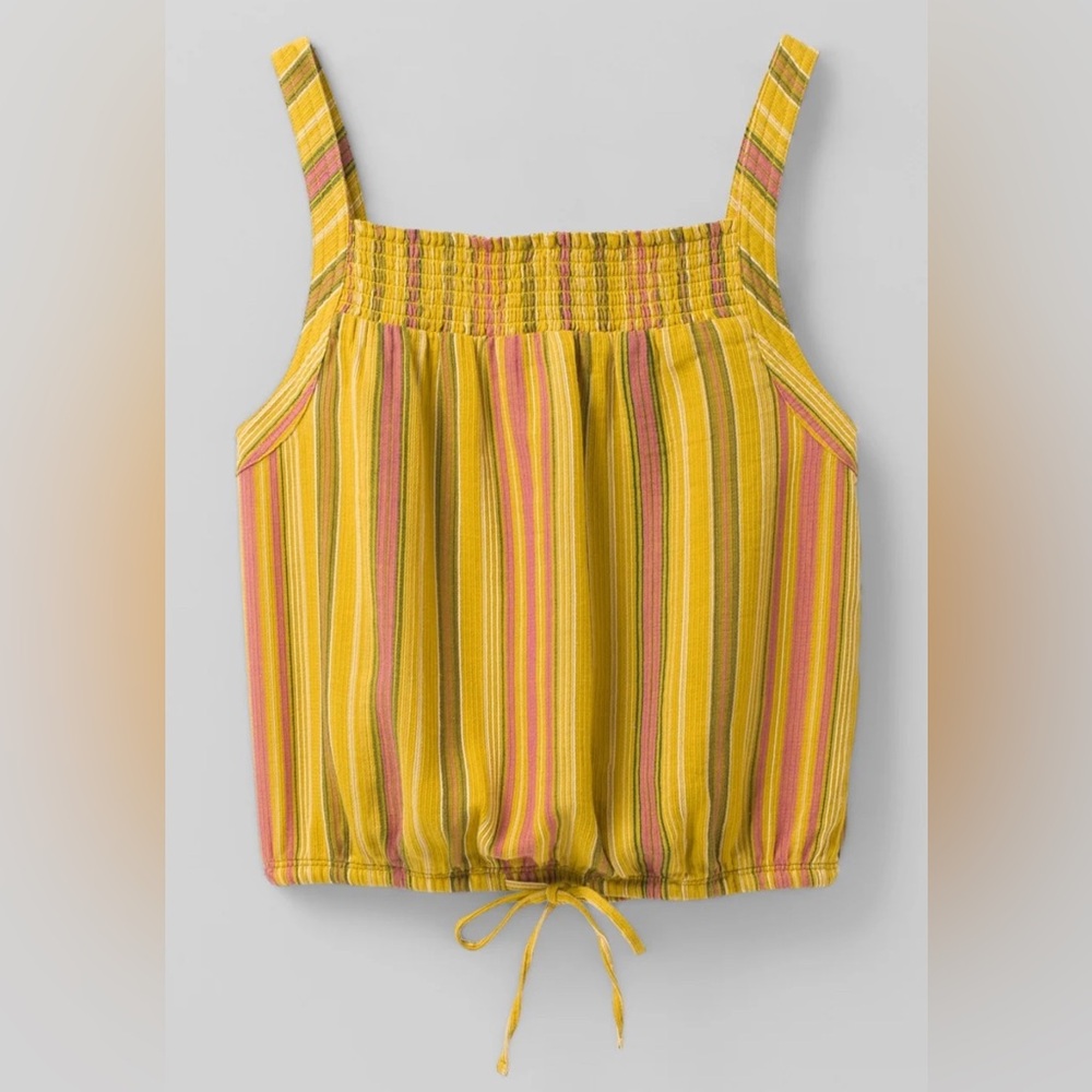Prana Little Palm Cami Top Yellow Stripe Small Organic Cotton Leapfrog Stripe